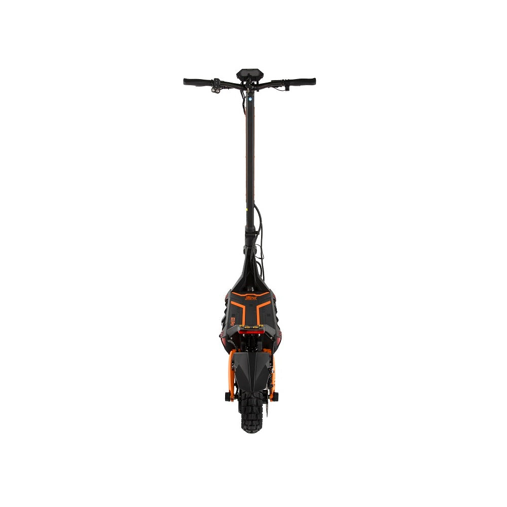 KuKirin G3 Pro Electric Scooter: Rear Center View with Distinctive Orange Accents and Robust Build – Engineered for High-Performance Riding in Urban and Off-Road Environments